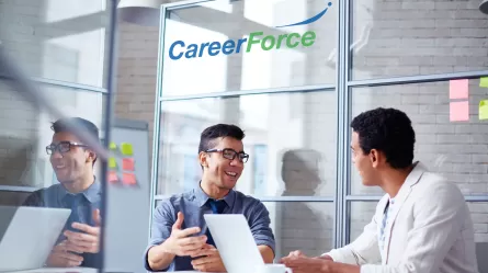 two people meeting at a CareerForce location