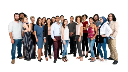 diverse group of people on white background