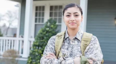 young woman in military uniform