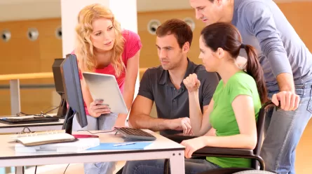 person with disability discussing career planning with others