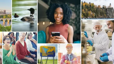 Collage of Minnesota landmarks and workforce