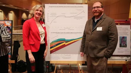 photo of Monica Haynes, Director of the Bureau of Business and Economic Research for the University of Minnesota-Duluth and Shawn Herhusky, NE MN CareerForce Workforce Strategy Consultant