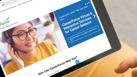 Tablet user on the CareerForceMN.com homepage