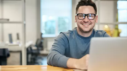 man using laptop