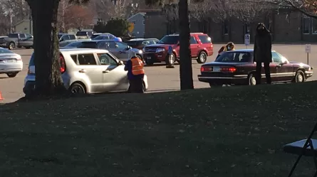 people in line at Curbside Career Fair at CareerForce in St. Cloud