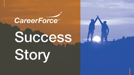 graphic of two people high-fiving with words "CareerForce Success Story"