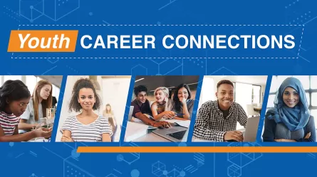 Youth Career Connections title with pictures of diverse students