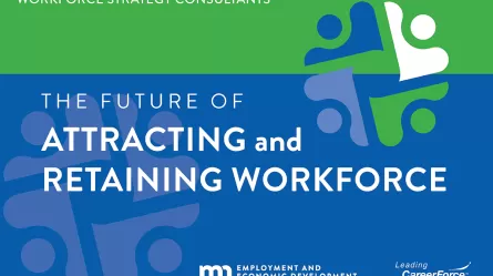 graphic with puzzle pieces image that says The Future of Attracting and Hiring Workforce and DEED, a Leading CareerForce partner