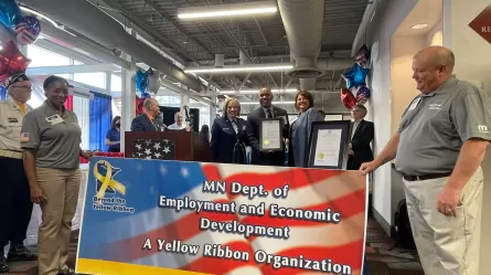 Yellow Ribbon Organization banner at Veterans Career Fair 2022
