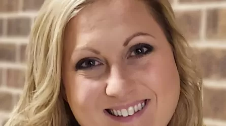 smiling woman with blond hair