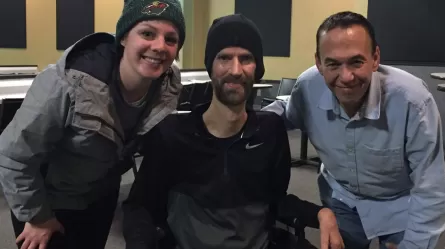 Damon Leivestad with caregiver Kaylee and comedian Gilbert Gottfried