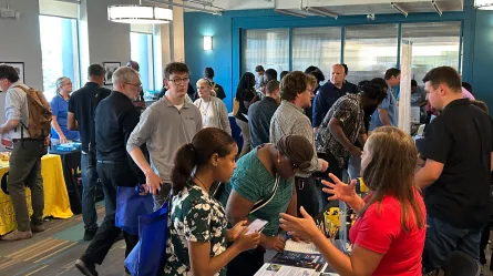 crowds of people in a large room