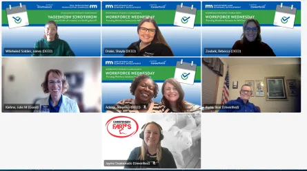 screenshot of panelists on the January Workforce Wednesday session on Teams