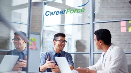 two people meeting at a CareerForce location
