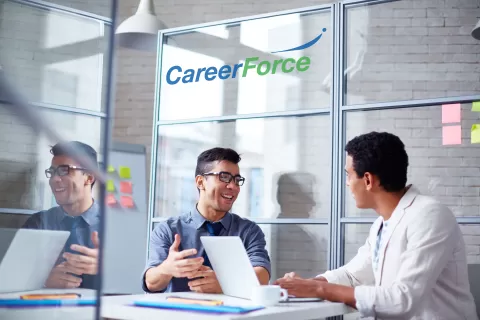two people meeting at a CareerForce location