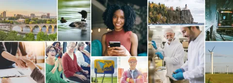 Collage of Minnesota landmarks and workforce