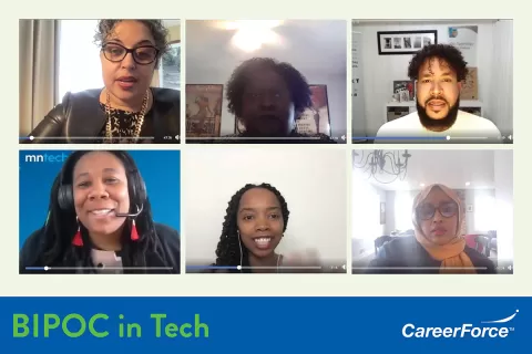 images of participants in BIPOC in tech discussion on 4-21-21