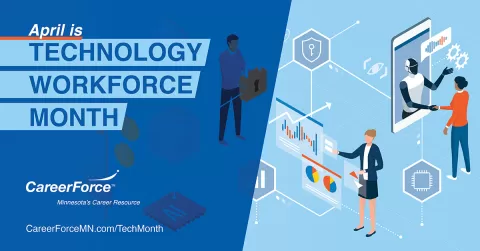 image that says April is Technology Workforce Month with CareerForce logo