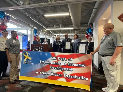 Yellow Ribbon Organization banner at Veterans Career Fair 2022