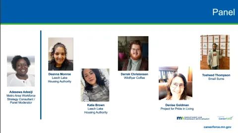 screenshot of presentation from September 2025 Workforce Wednesday showing images of 5 people