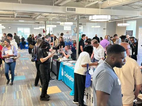 crowds of people in a large room