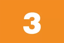 number three on orange background