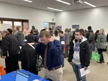 crowds of people in a large room