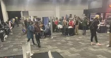 crowds of people in a large room